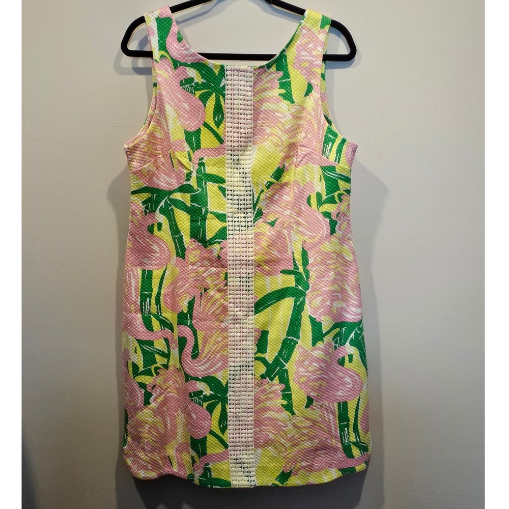 Lilly Pulitzer Target 20th Anniversary Flamingo Fan Dance Shift Dress Size 16